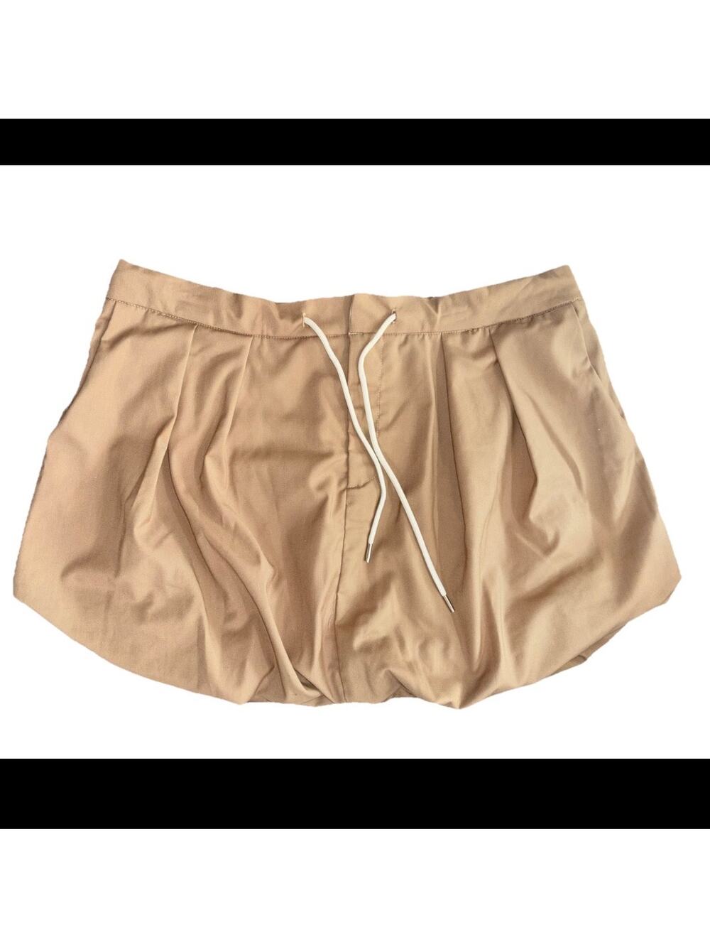 Bar III Women's Tie-Waist Bubble-Hem Mini Skirt Khaki Size XL